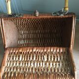 60'S braided wicker basket / hand bag