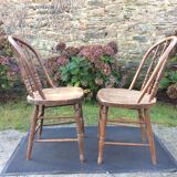 2 vintage bistro chairs called gondolas in solid oak.