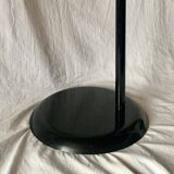 Old designer side table in tempered glass and black and gold metal
