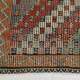 Burgundy & Green Turkish Vintage Kilim Rug