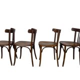 Set of 4 antique Thonet curved wood bistro chairs
