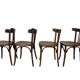 Set of 4 antique Thonet curved wood bistro chairs