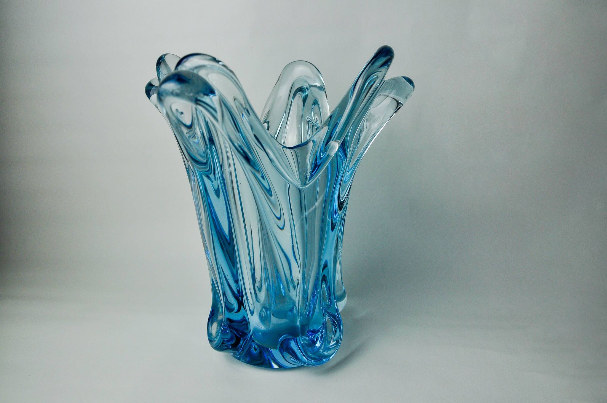 Blue seguso vase in murano glass, italy, 1970