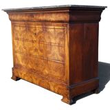 Louis Philippe chest of drawers in walnut bramble / st Anne's grey marble tray