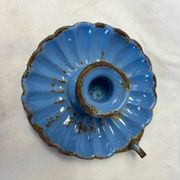 Blue enameled candle holder