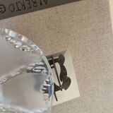 Glass pendant light, braided fabric cable and porcelain ceiling rose