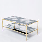 Table basse laiton chrome miroir décoré  1970