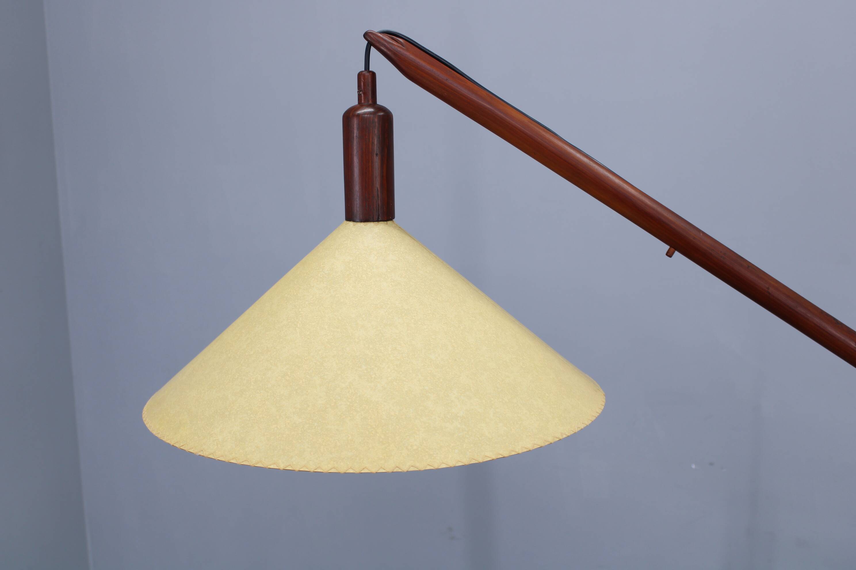 Lampadaire scandinave en pin à contrepoids des années 1970, abat-jour en papier neuf