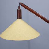 Lampadaire scandinave en pin à contrepoids des années 1970, abat-jour en papier neuf