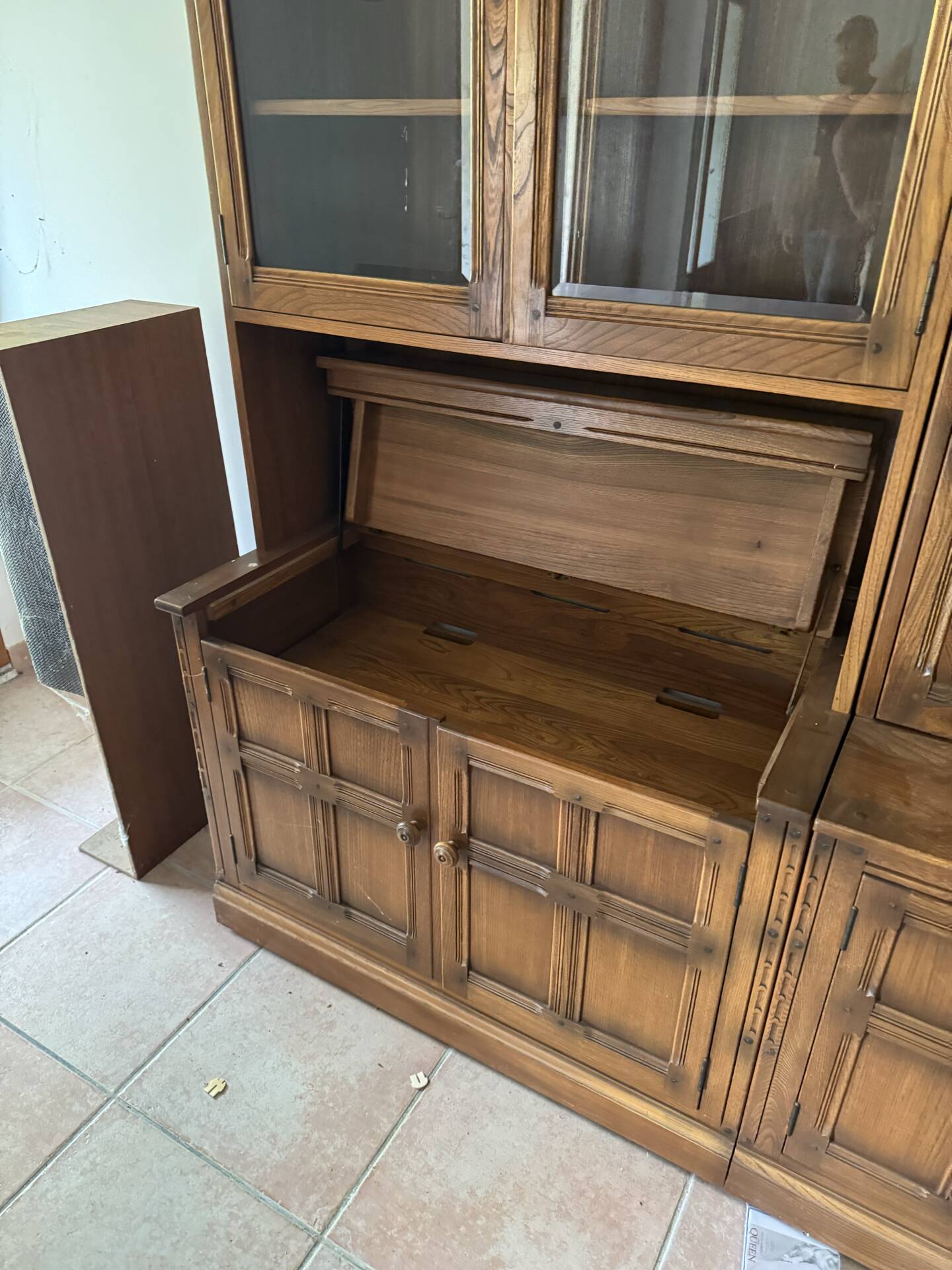 Ercol library cabinets storage England in elm