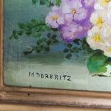 huile sur paneau bouquet de fleurs signée Marguerite Dorbritz
