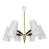 Chandelier en laiton et noyer par Rupert Nikoll