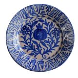 Assiette Fajalauza bleue espagnole ancienne à motif de grenade