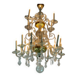 Liège lustre in blown glass, two levels of light arms, 18th century.