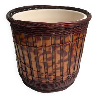 Rattan and ceramic pot cover 70s