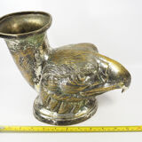 Ancient Vase Rhyton Eagle Head in Silver Brass-1900s