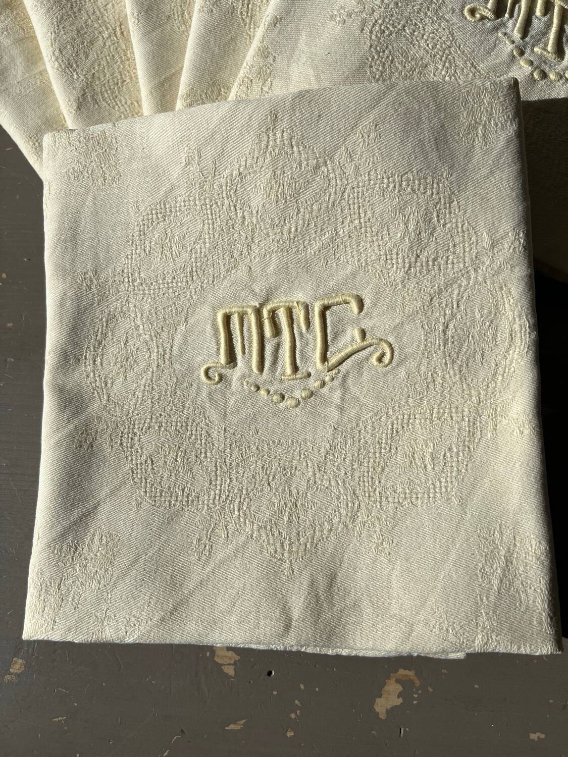 Lot of 6 old monogrammed table napkins