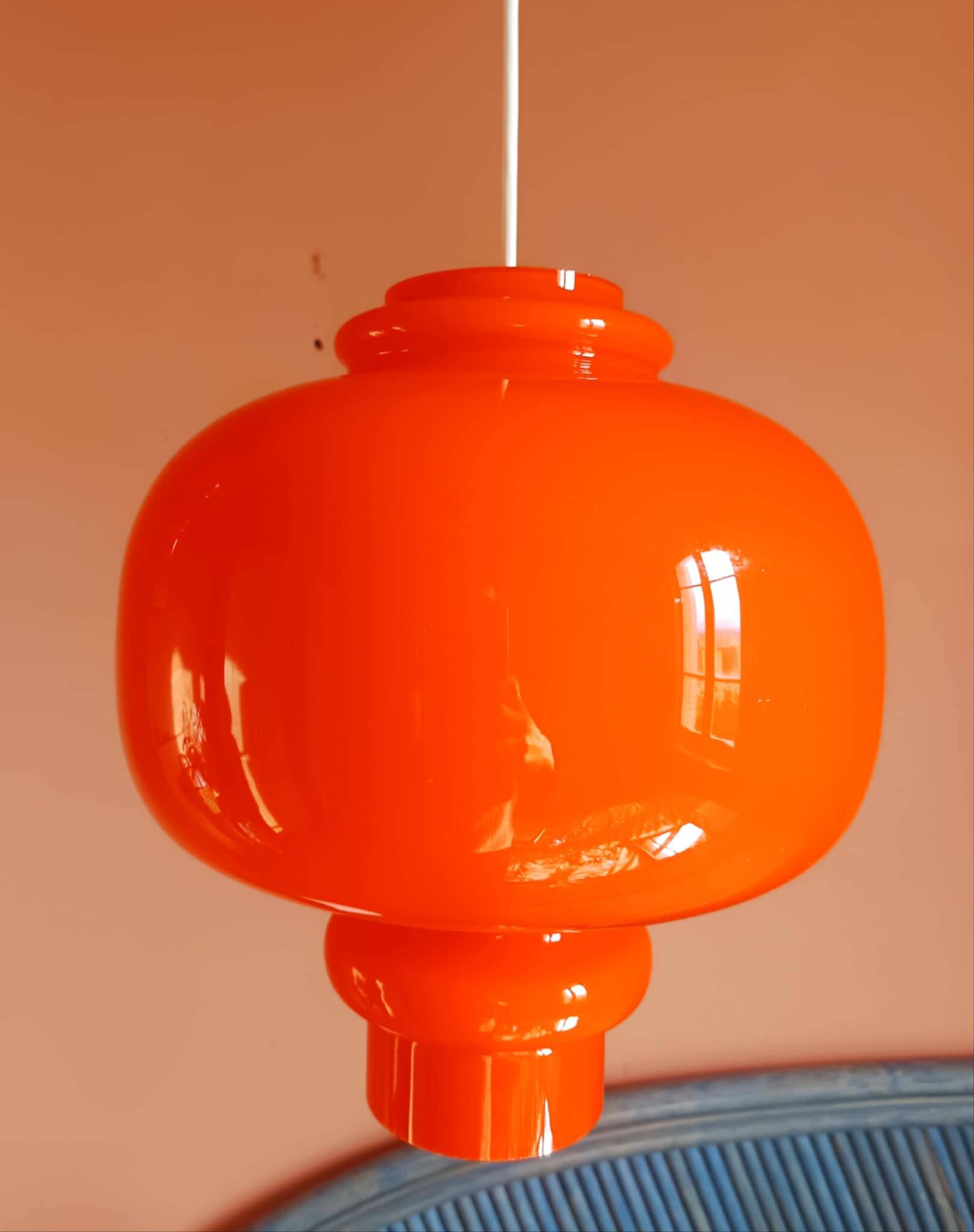Pair of orange pendant lights by Hans-Agne Jakobsson, 1960