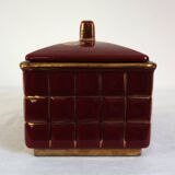 Art Deco box in burgundy ceramic art Poët Laval