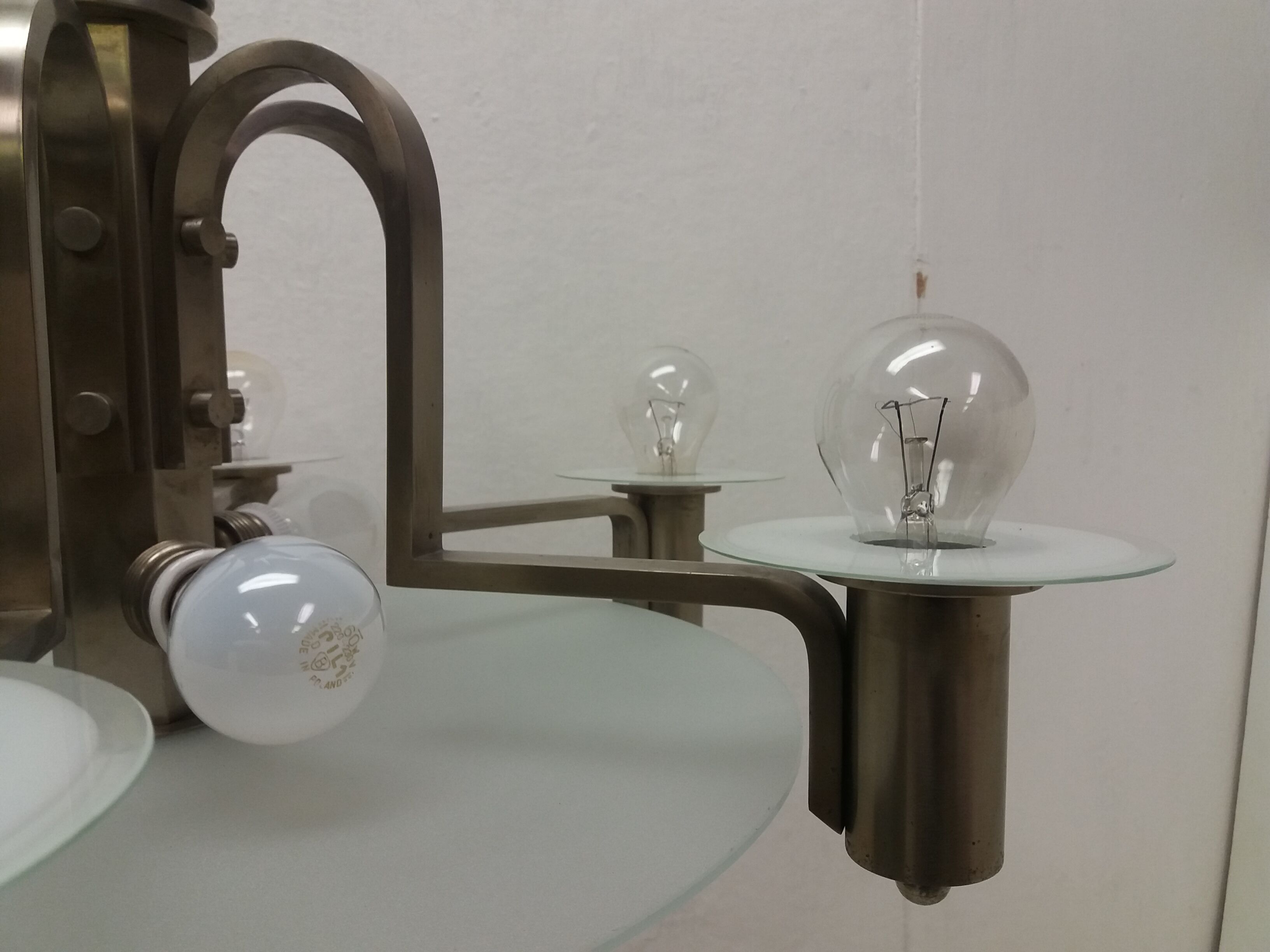 1930 Art deco Metal chandelier Functionalism, Czechoslovakia