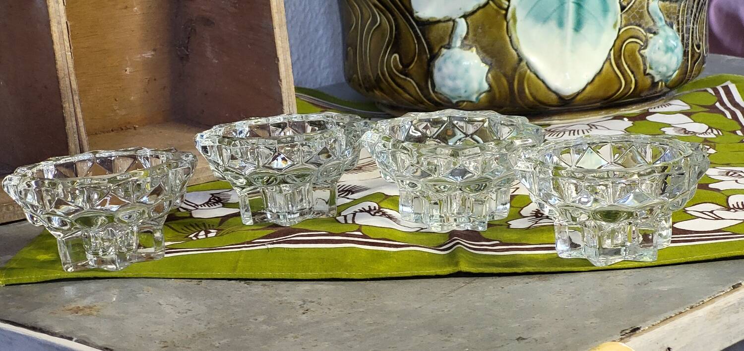 Bougeoir en verre vintage