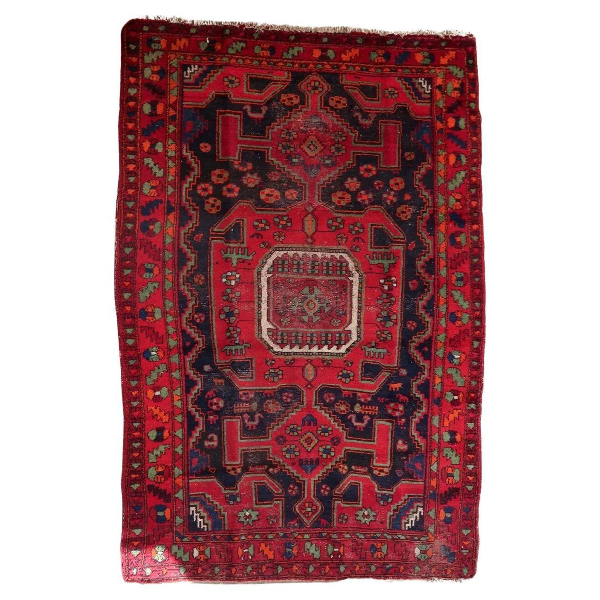 Tapis persan Hamadan antique des années 1930 160 cm x 241 cm