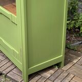 1930s khaki Parisian art deco glass cabinet