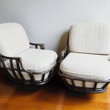 Rattan lounge chairs from the 1970s (*2)