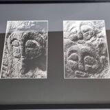Vintage framed silver prints, petroglyphs of Easter Island, ethnological mission from 1970