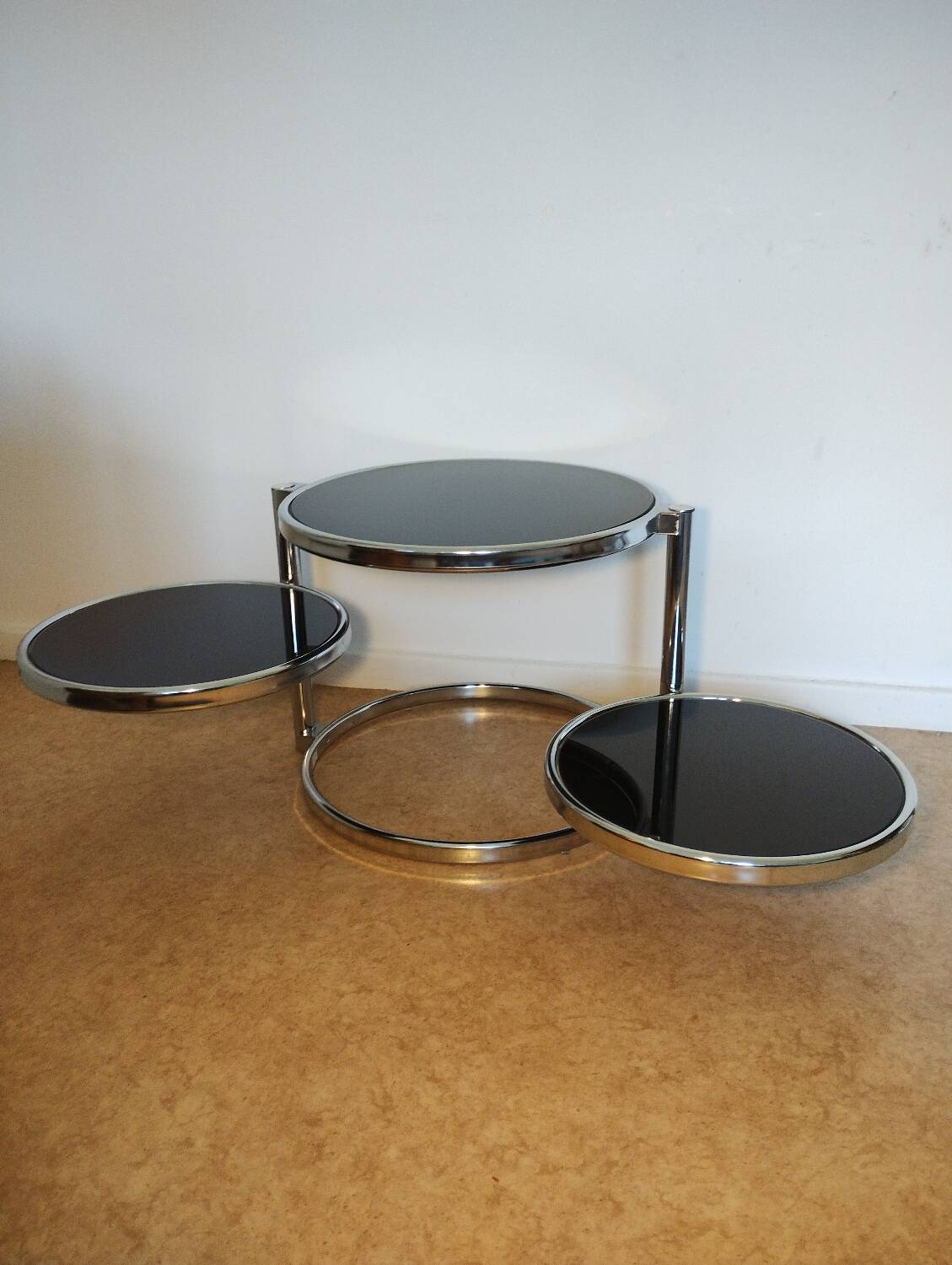 Metal and smoked glass coffee table, 1970