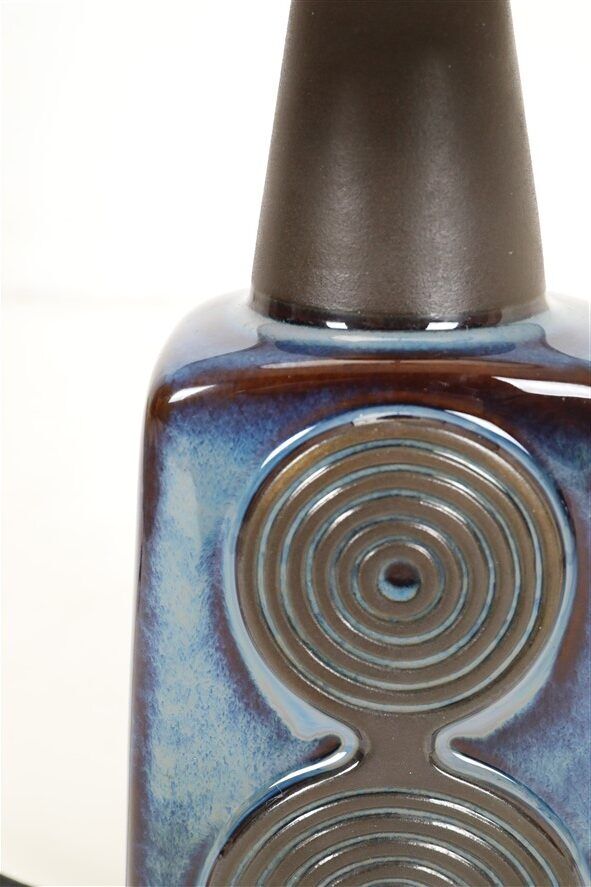 Big "1097" ceramic table lamp by Einar Johansen for Søholm with jute shade, mid-century Danish modern design, 1960s/1970s