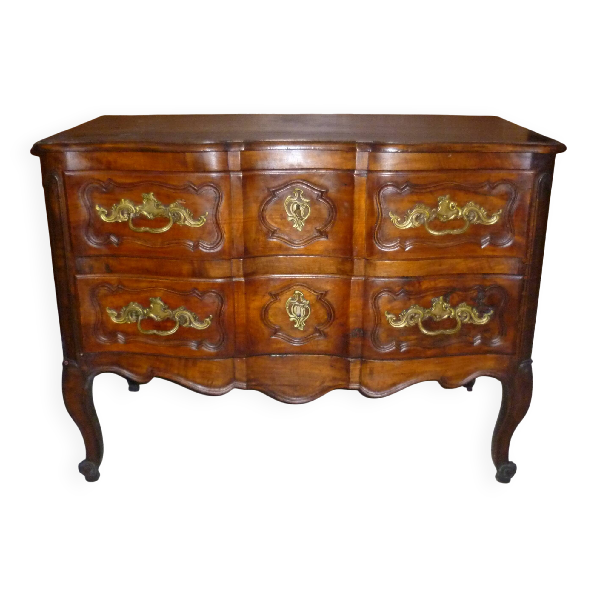 Commode arbalette XVIIIeme 2 tiroirs  en merisier