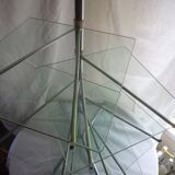 Etagère présentoir éventail en verre et métal chromé vintage