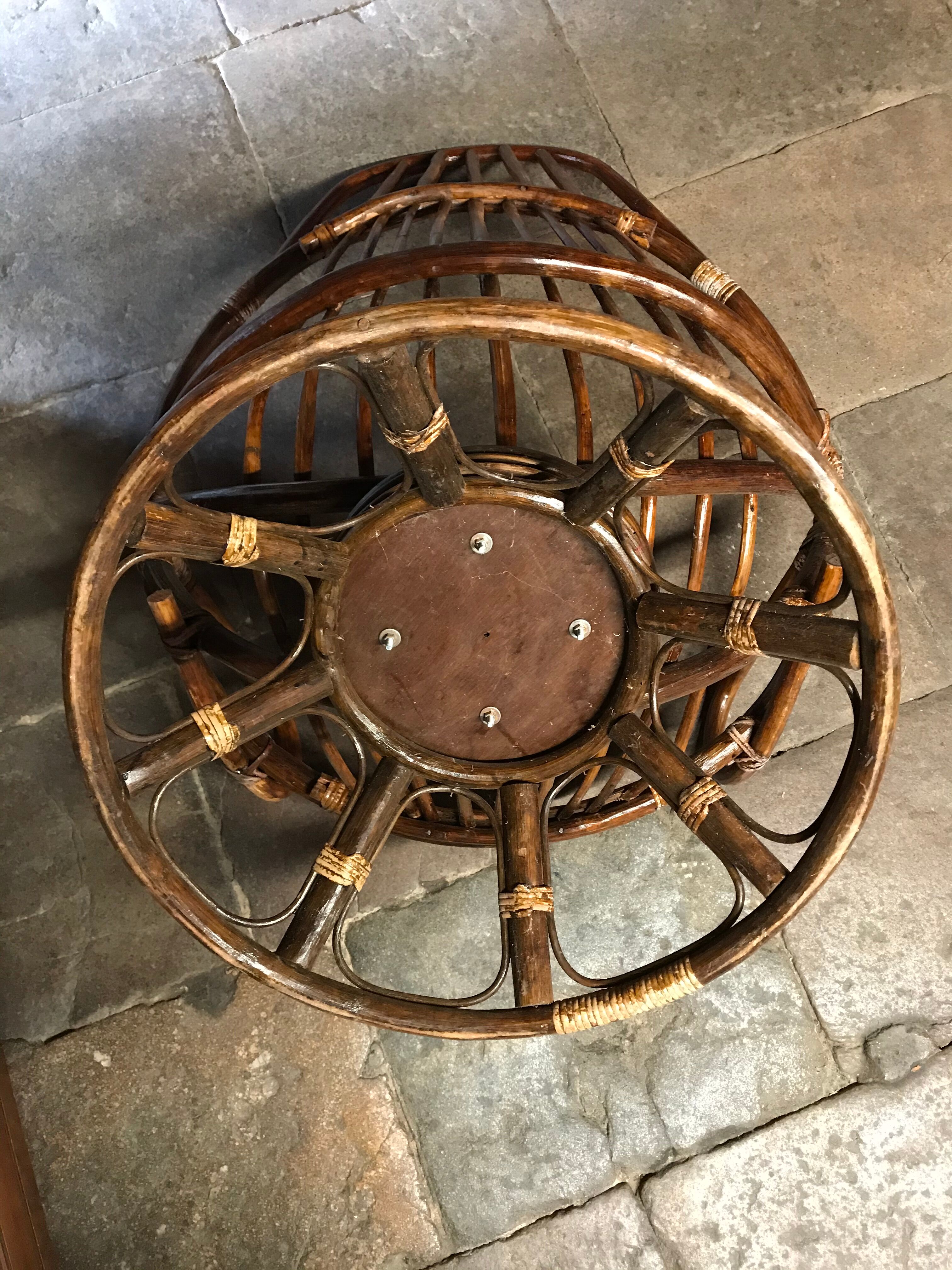 Swivel rattan armchair