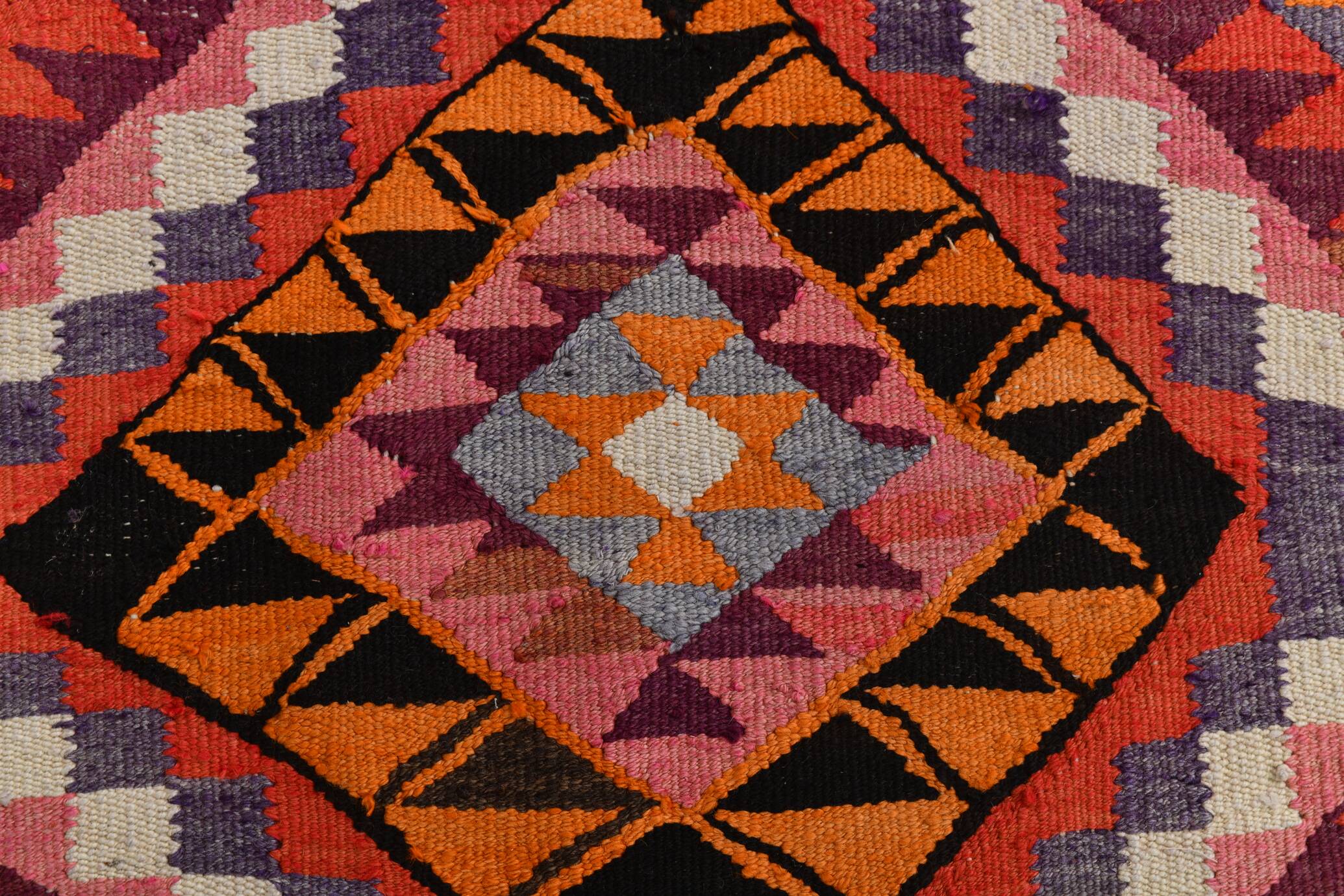 3x12 Pink Orange Vintage Kilim Runner Rug 105x377Cm SK 34621