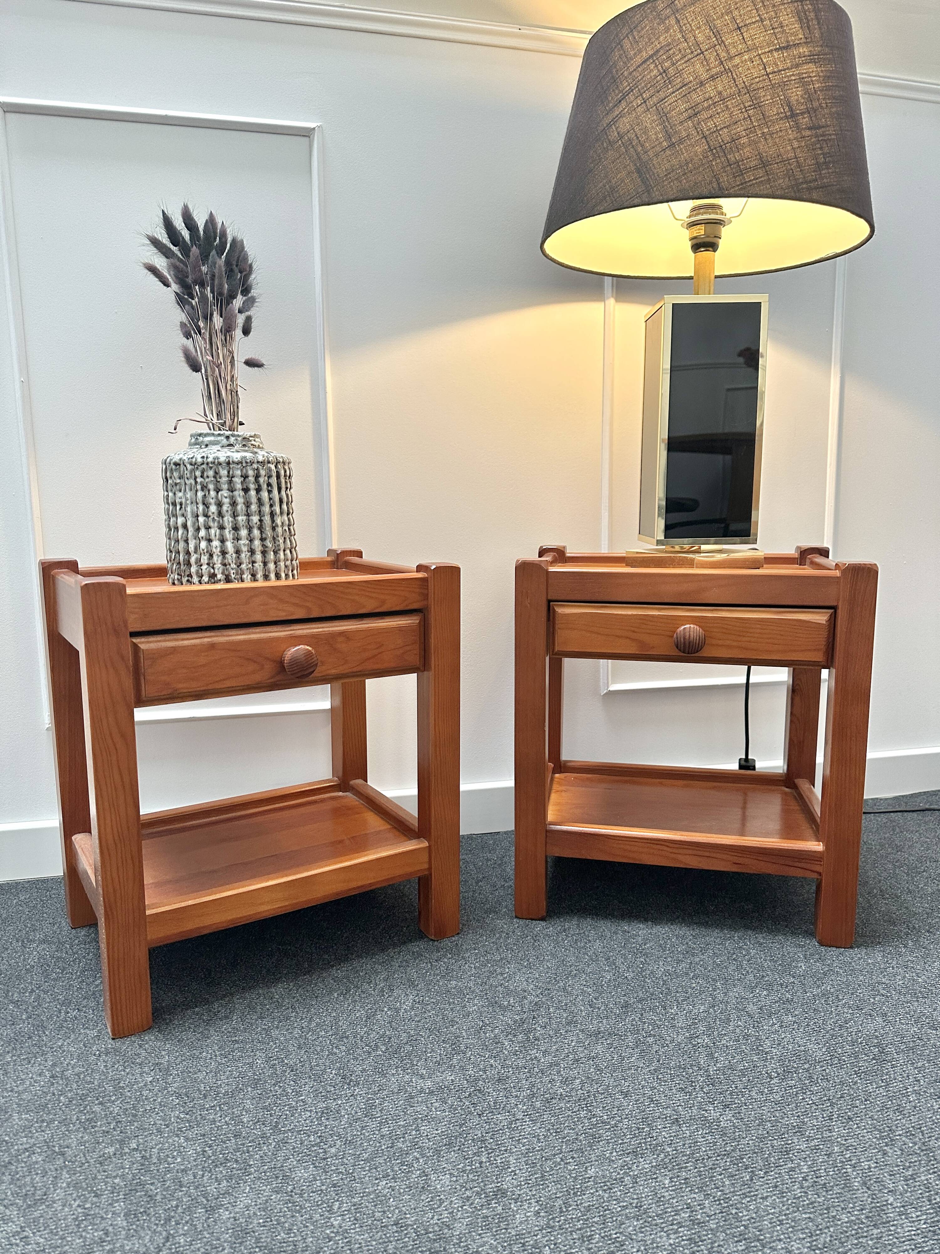 Pair of brutalist bedside tables