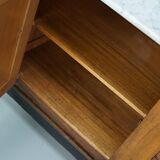 Large Antique Art Deco German Oak & Marble Chocolate Shop Counter, 1920s