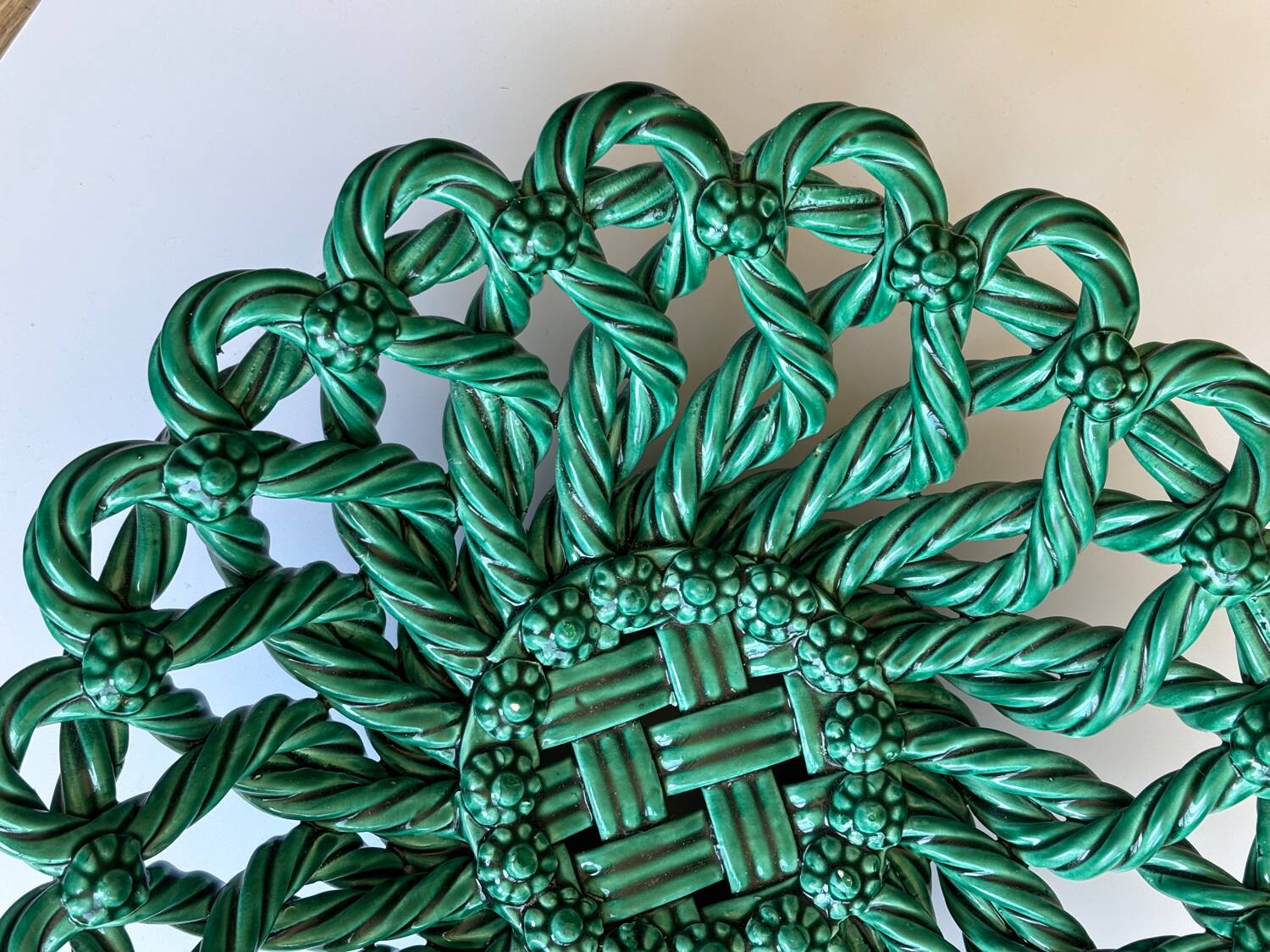 Vallauris woven ceramic fruit bowl basket