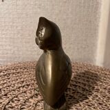 Statuette d’hibou, chouette en laiton dorée vintage