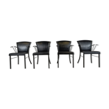Vintage black leather dining chairs by Arrben, 1980s