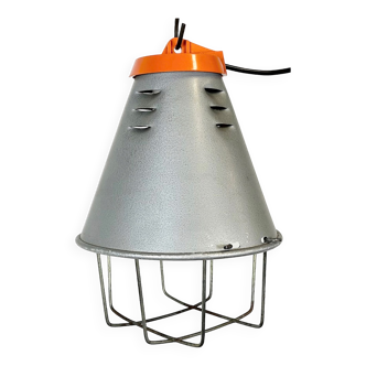 Grey Industrial Aluminium Cage Pendant Lamp, 1970s