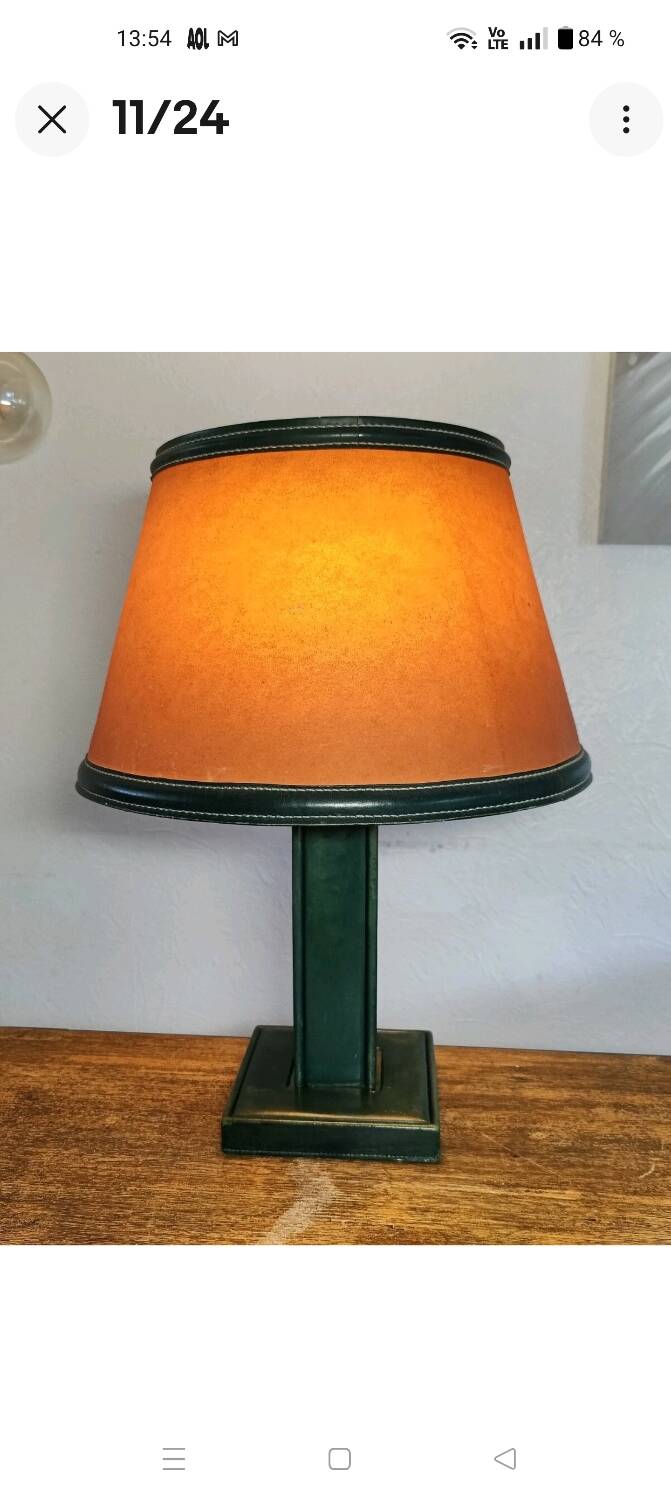 Lampe Art Déco Attribuée à Paul Dupré Lafon / Cuir Se killier et Parch