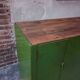 Vintage steel cupboard, shelf cupboard, kitchen island green
