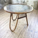 Table rotin et verre vintage