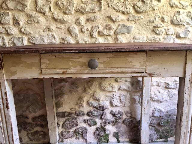 Antique wooden farmhouse table