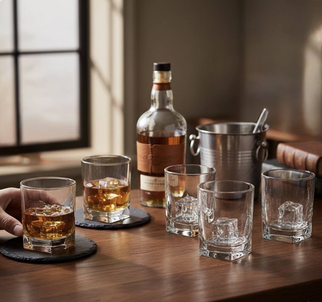 Set of 6 Luminarc Quadrille whisky glasses - Brand new condition