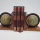 Old pair of greenhouse books in solid wood and world map