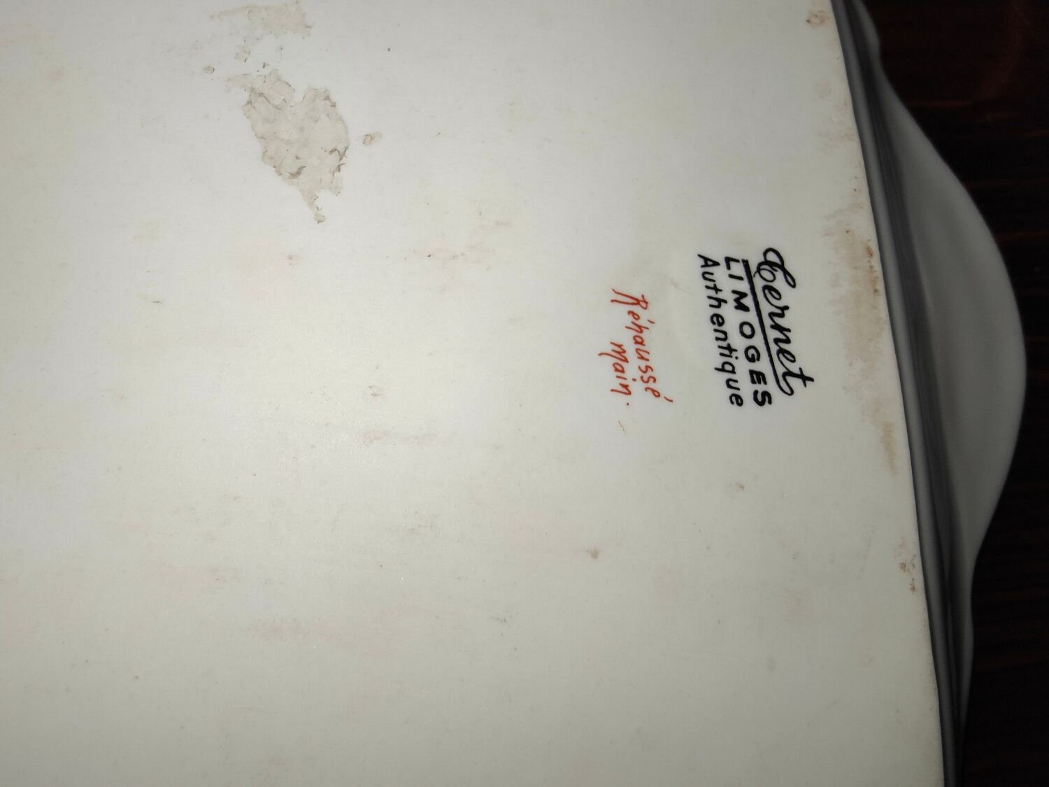 Glazed porcelain cake dish from Limoges Ternet