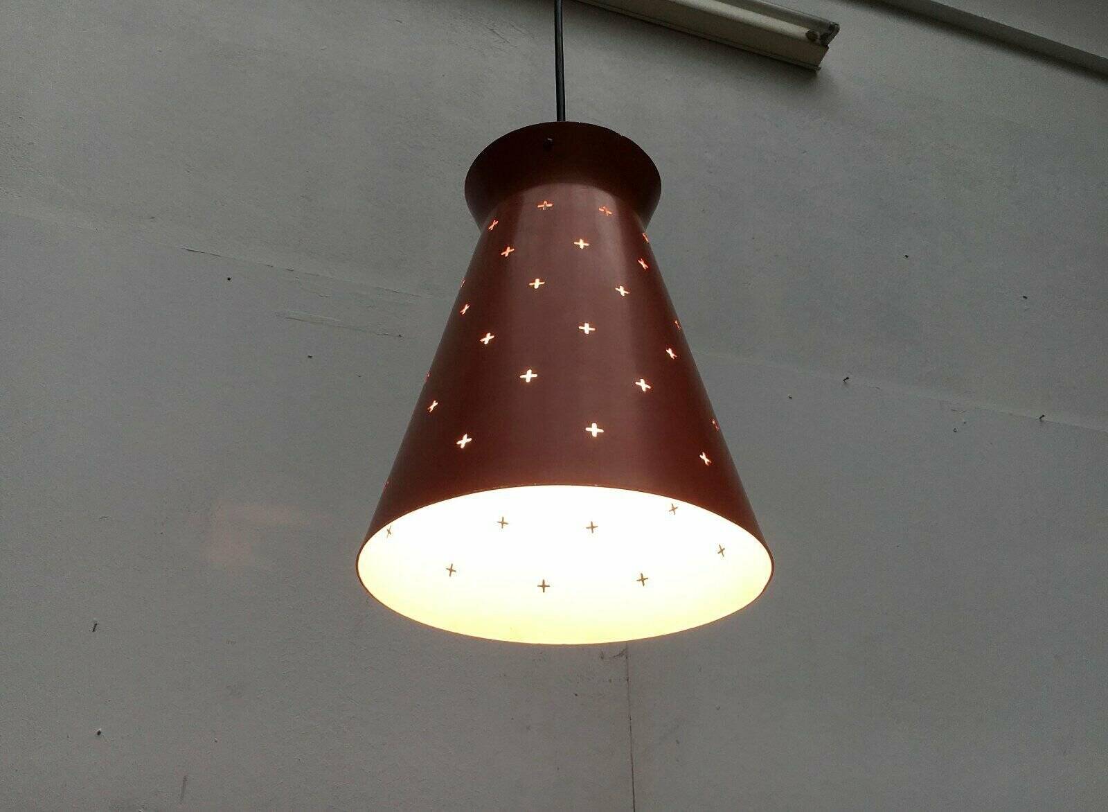 Perforated metal pendant light, mid-century design, 1960s.