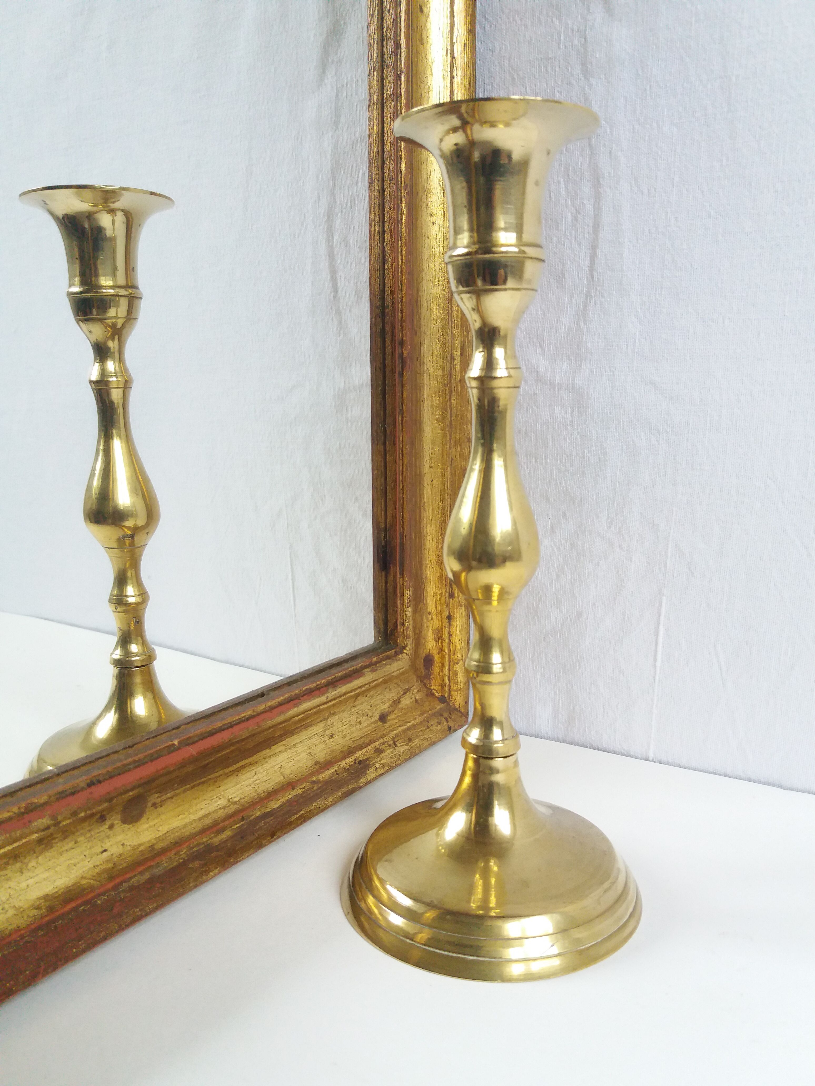 Golden brass candlestick